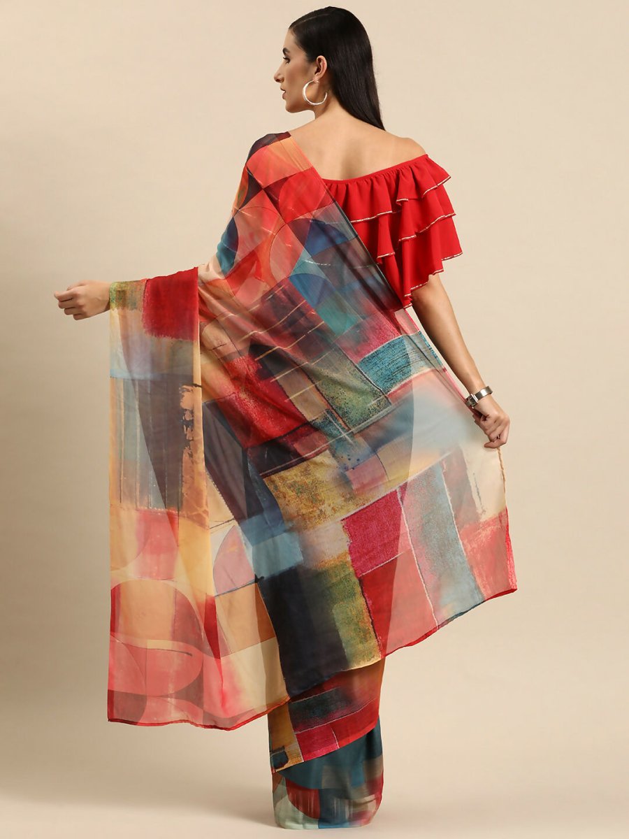 Ahalyaa Women's Traditional Semi Stitch Saree - Grey | Grocsy