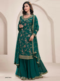 Anaita Green Heavy Chinon With Embroidery Sharara Suit (bottom Stitched) | Grocsy