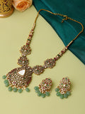 Ruby Raang 22k Gold Polished Long Kundan Heavy Maharani Necklace With Earrings | Grocsy