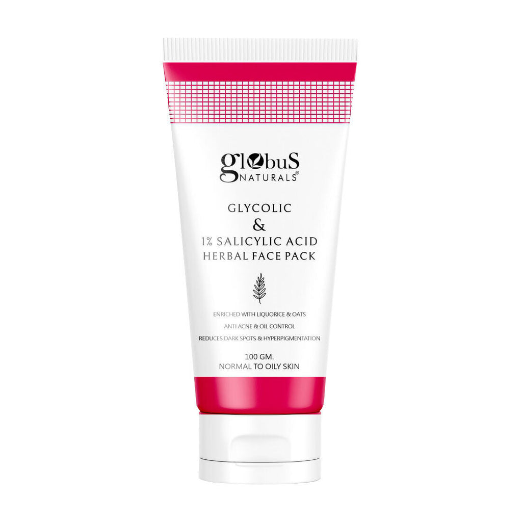 Globus Naturals Anti Acne Glycolic & 1 % Salicylic Acid Face Pack, For Acne Prone & Oily Skin | Grocsy