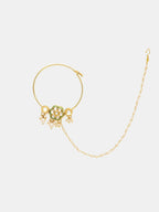 Ruby Raang 22k Gold Polished Kundan Maharani Nose Ring (Clip On) | Grocsy