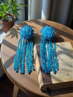 Inhanns Handmade Crystal Waterfall Earrings - Long - Sky Blue | Grocsy