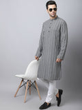 Even Apparels Multi Pure Cotton Men's Kurta With Band Collar | Grocsy