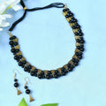 Mominos Fashion Johar Kamal Gold-Polished Brass Finish Pearls Work Choker For Women (Black) | Grocsy