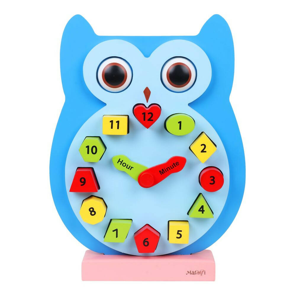 Matoyi Wooden Colorful Owl Clock With Magnetic Blocks | Grocsy