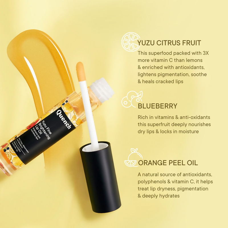 Quench Yuzu Citrus Brightening Lip Oil To Reduce Lip Pigmentation & Nourish Lips | Grocsy