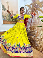 Teeya Creation Parrot Colour Rayon Silk Embroidery Work Fully Stitched Navratri Lehenga | Grocsy