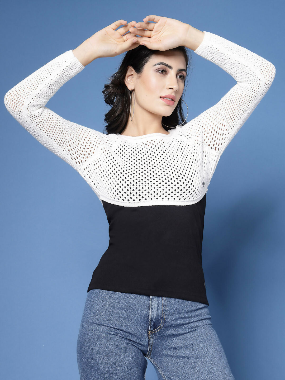 Women Winter White Color Cotton Pullover - Wool Trees | Grocsy