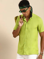 Green Men Rayon Comfort Opaque Casual Shirt - Mahotsav | Grocsy