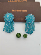 Inhanns Handmade Crystal Water Fall Earrings - Short - Sky Blue | Grocsy