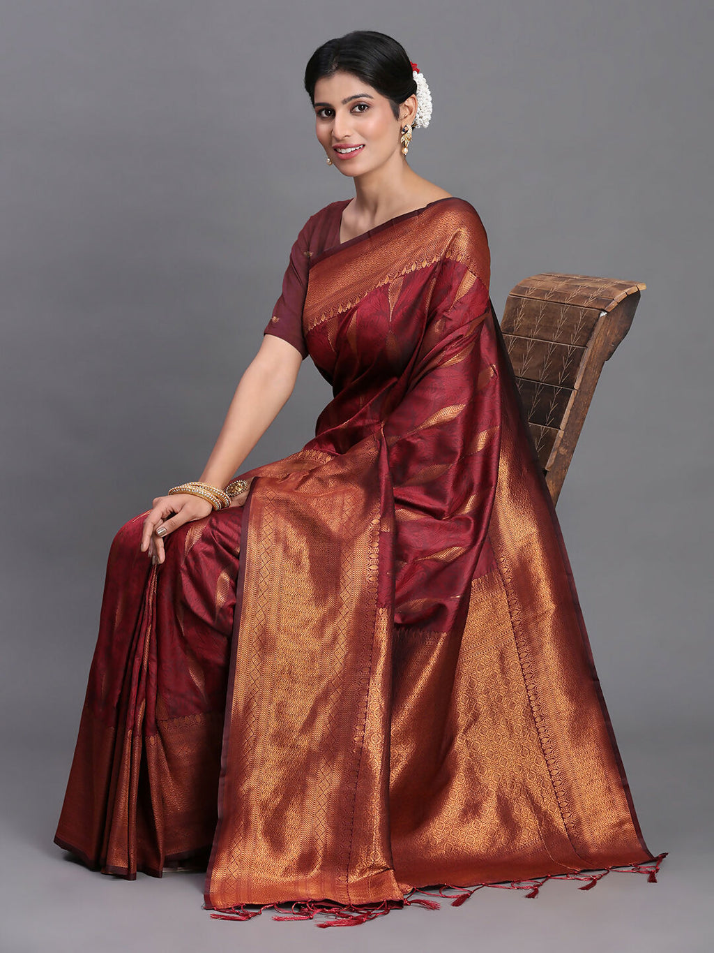 Shree Shyam Fashion Silk Maroon Saree | Grocsy