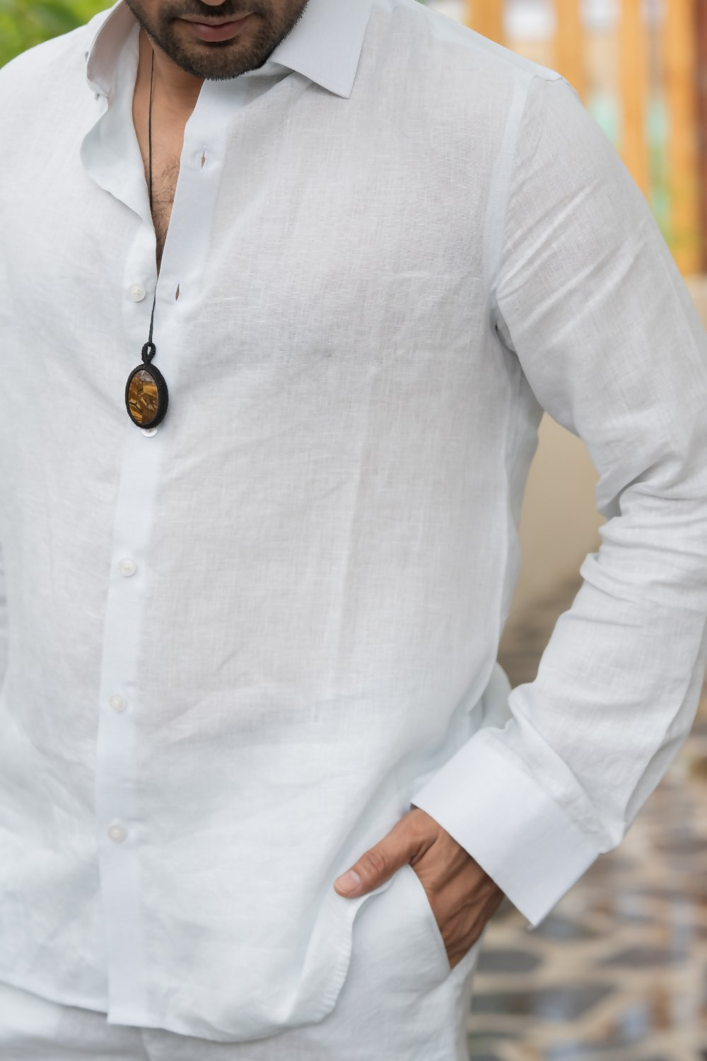 Linen Light Blue Moonlit Shirt By Hilo Design | Grocsy