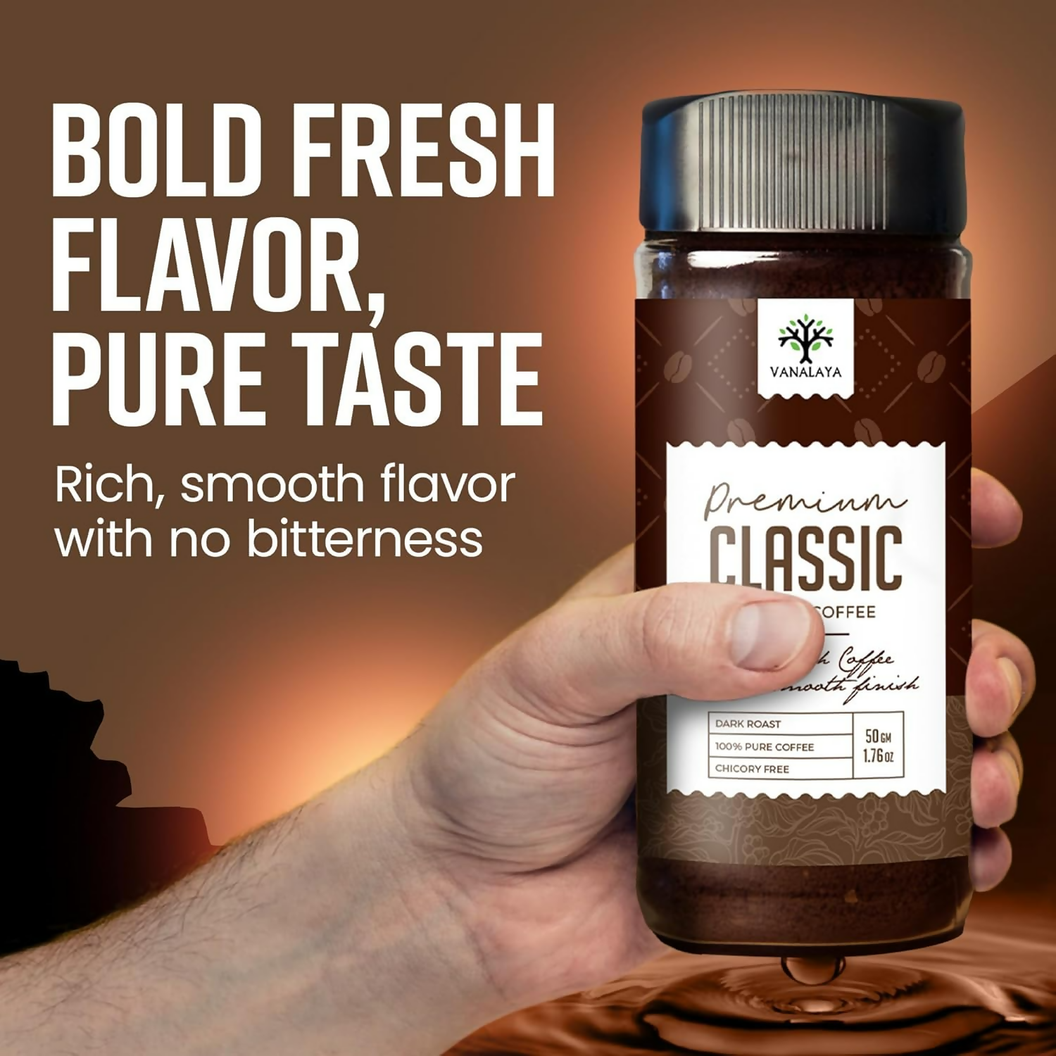 Vanalaya Premium Classic Instant Coffee Black Coffee Powder | Grocsy