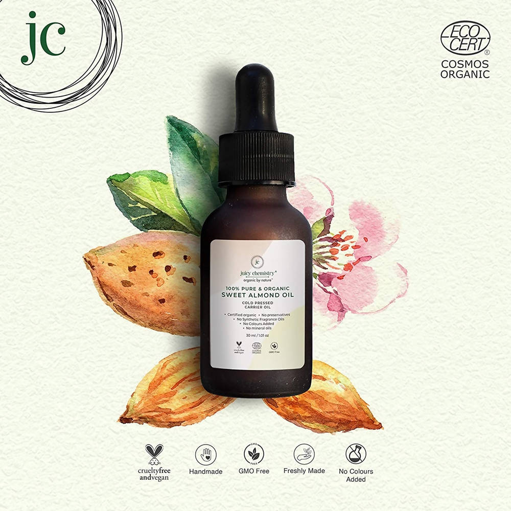 Juicy Chemistry Pure & Organic Sweet Almond Oil For Cold Pressed Carrier Oil | Grocsy