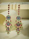 Nuyug 22K Gold-Plated Kundan Studded & Pearl Beaded Crescent Shaped Kanauti Earrings | Grocsy