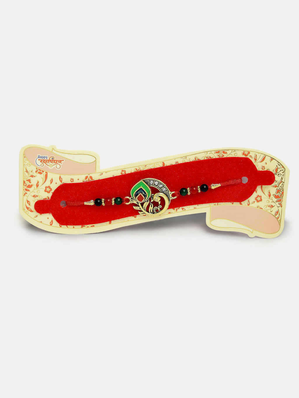 NVR Women & Men Set of 2 Multicolor Peacock Design Bhaiya Bhabhi Rakhi With Roli Chawal | Grocsy