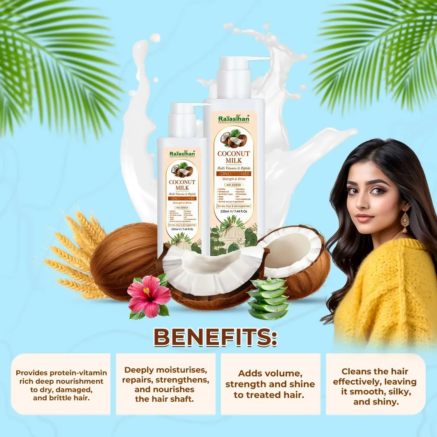 Rajasthan Herbals Coconut Milk Multi Vitamin & Peptide Conditioner | Grocsy