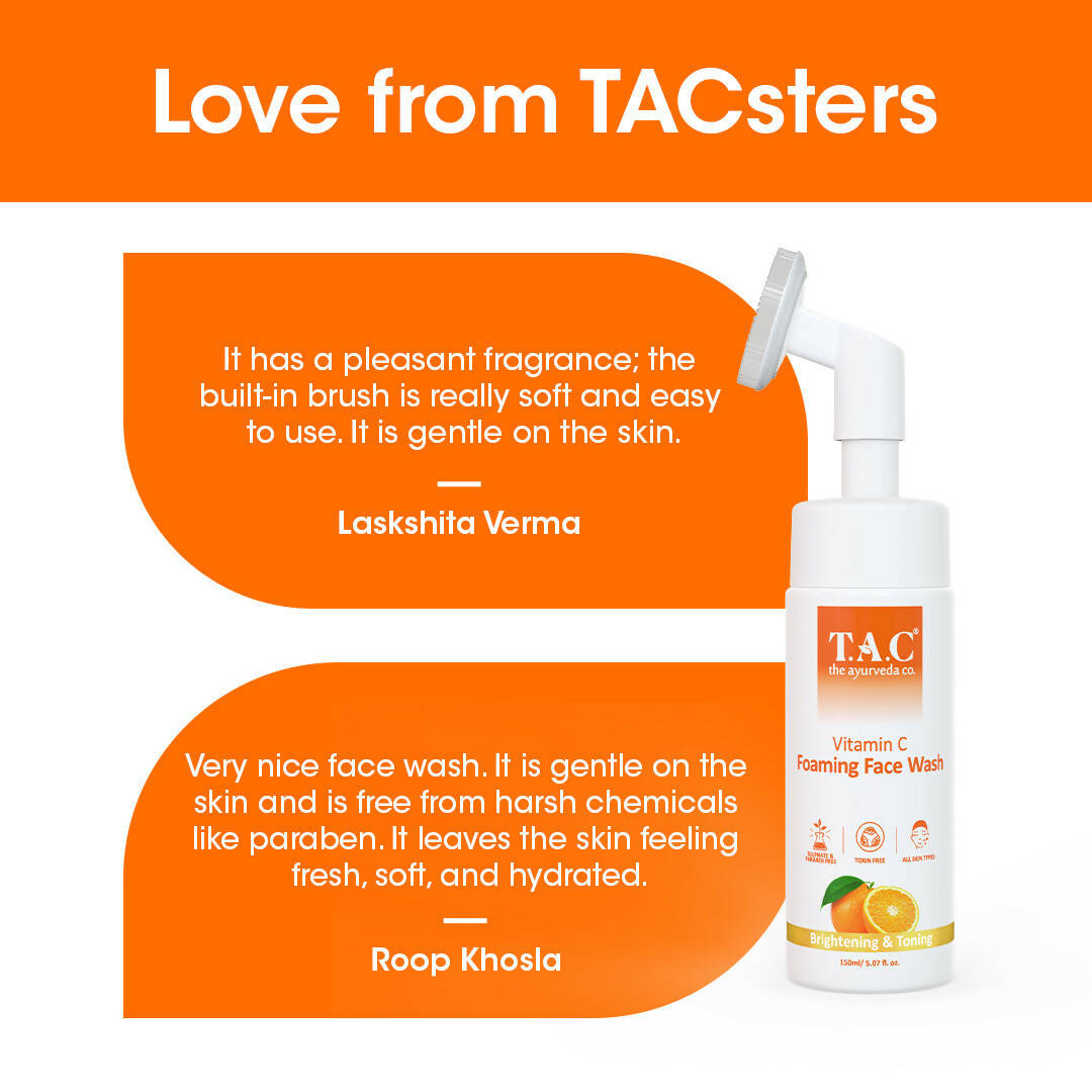 TAC - The Ayurveda Co. Vitamin C Foaming Face Wash for Face Brightening, Clean & Glowing Skin for Women & Men | Grocsy