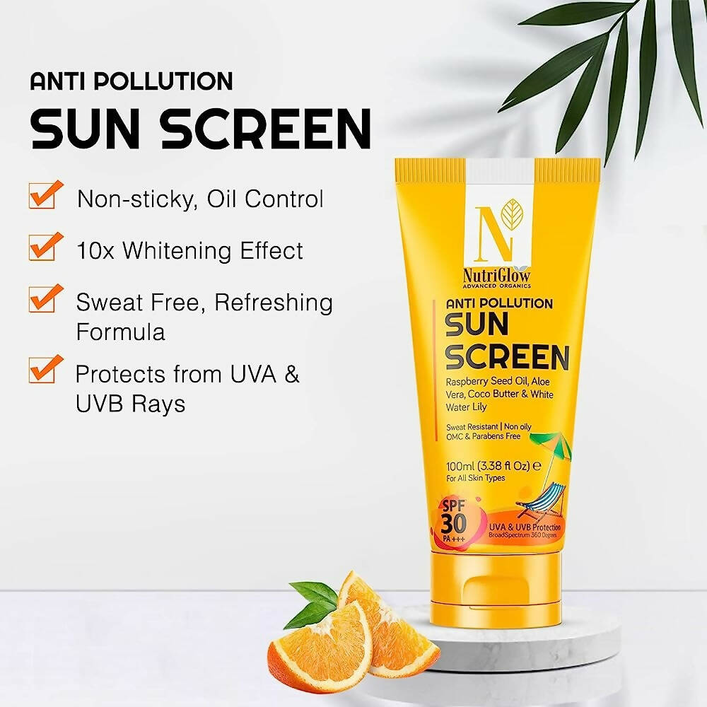 NutriGlow Advanced Organics Anti Pollution Sun Screen SPF 30 PA+++ | Grocsy