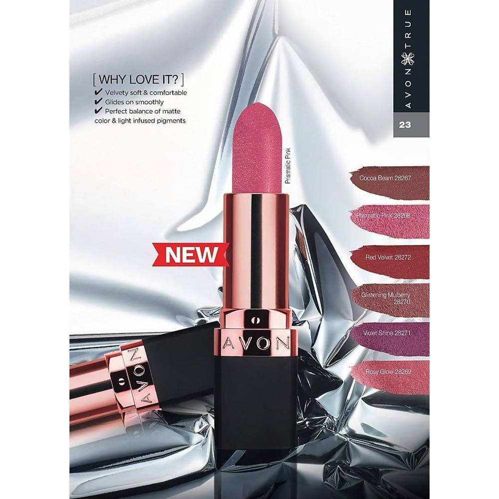 Avon True Color Velvet Luminosity Metallic Matte Lipstick - Prismatic Pink | Grocsy