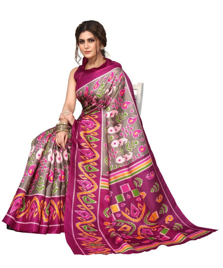 Vamika Purple Printed Art Silk Saree | Grocsy