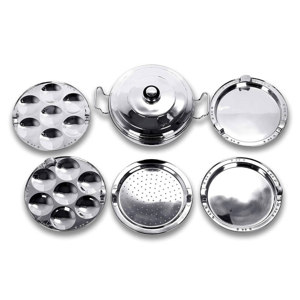 Sumeet Stainless Steel Kadhai Set with Lid and 5 Plates | Grocsy