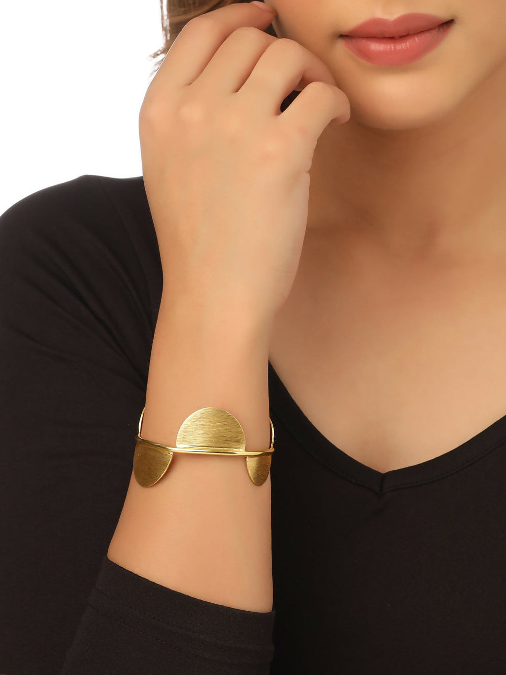 NVR Women Gold-Polished Adjustable Kada Bracelet | Grocsy