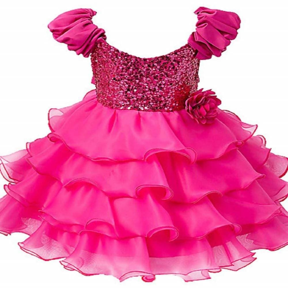 Asmaani Baby Girl's Pink Color Satin Knee Length Frock (AS-dress-22084 ) | Grocsy
