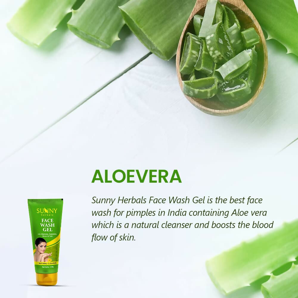 Sunny Herbals Face Wash Gel with Aloevera, Calendula, Neem & Tulsi | Grocsy