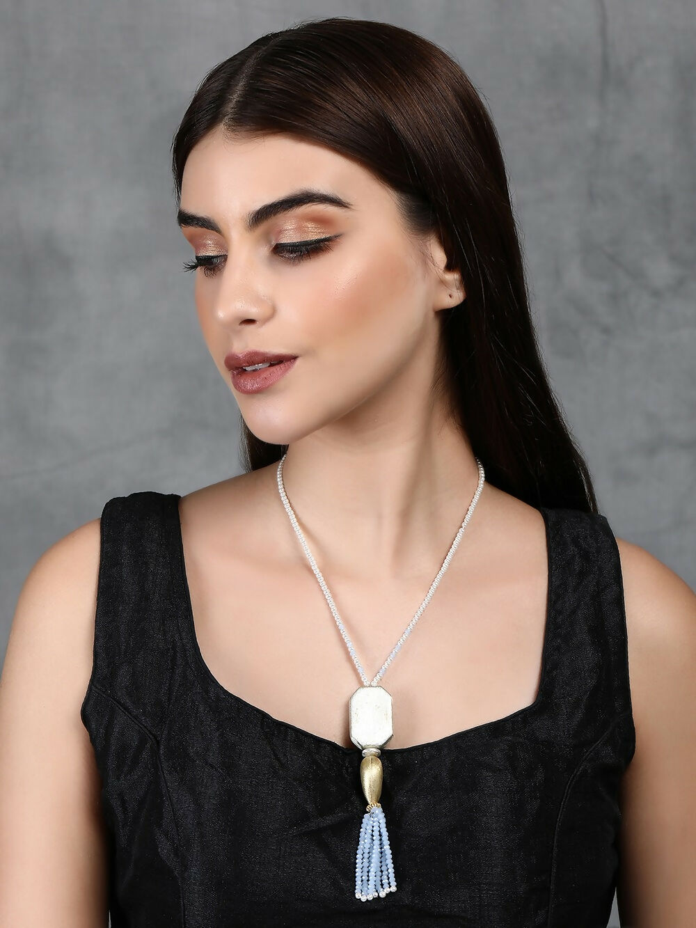 Joban Fashion Women Long Pattern Silver Tone Brass Necklace | Grocsy