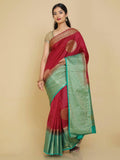 Kalamandir Woven Design Maroon Silk Blend Saree | Grocsy