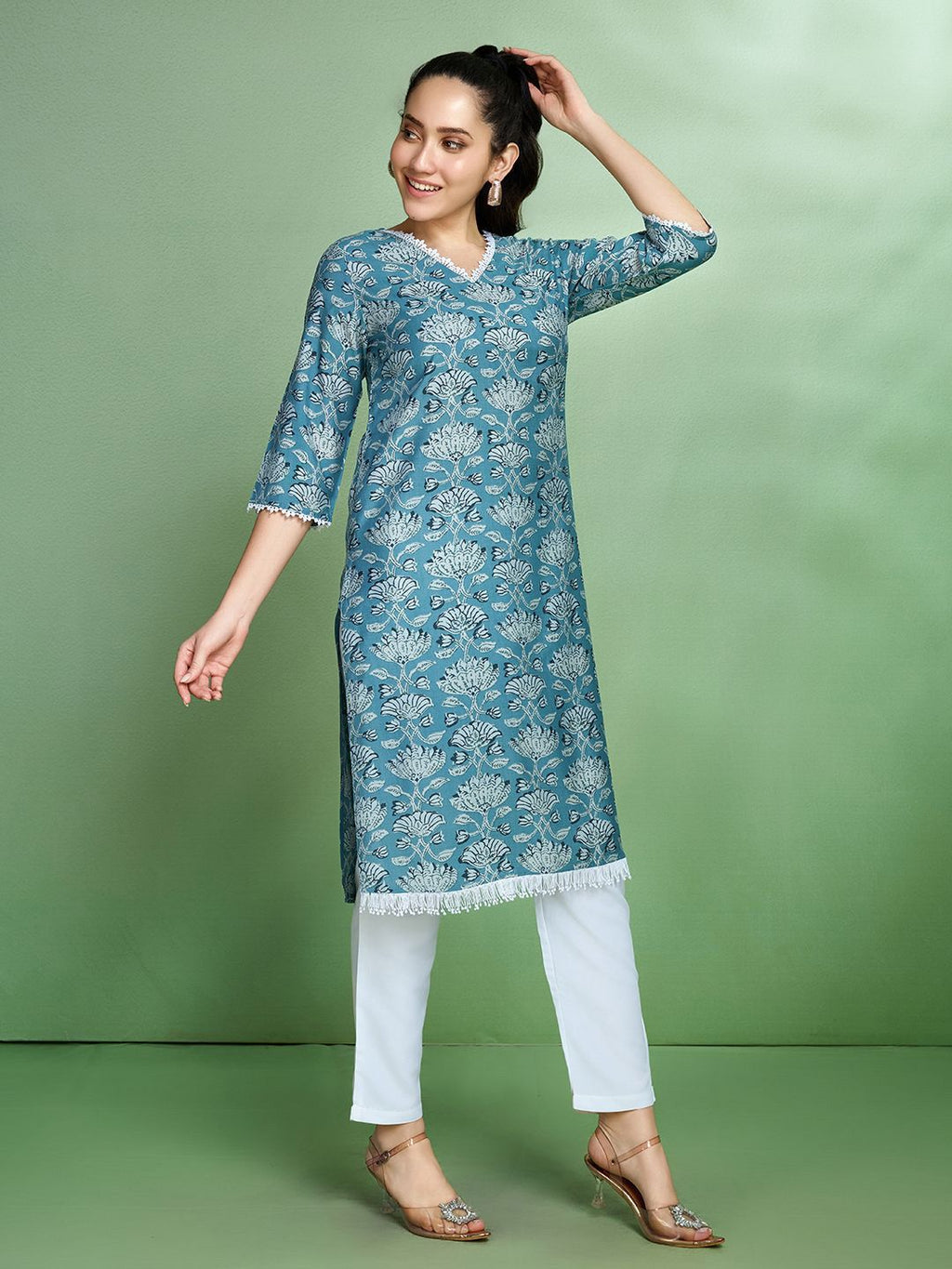 Sangria Printed Straight Kurta | Grocsy