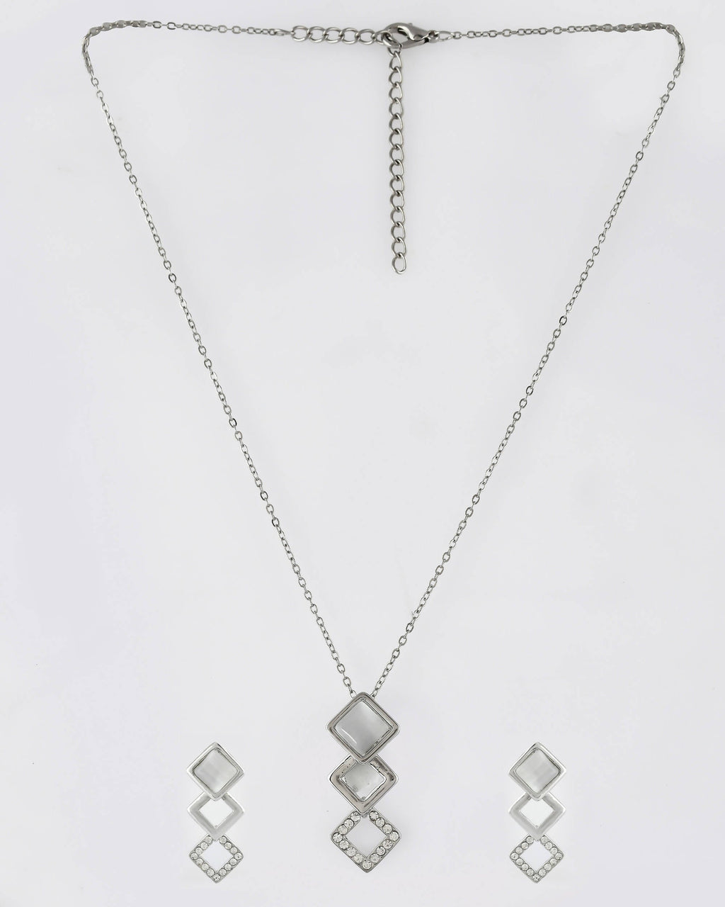 VOJ Stainless Steel Silver Silver Jewellery Set (Pack of 2) | Grocsy