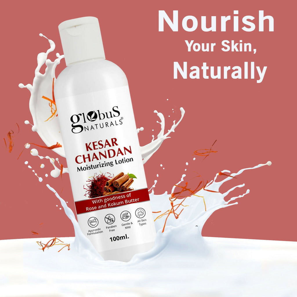 Globus Naturals Kesar Chandan Moisturizing Body Lotion For Silky Soft, Smooth, Radiant Skin, All Skin Types | Grocsy