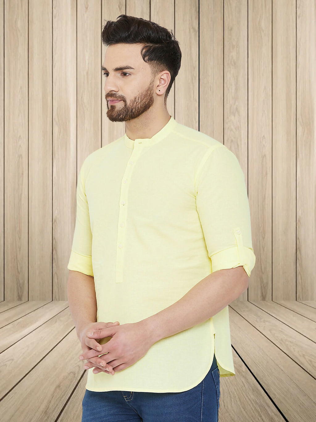Even Apparels Men's Pure Cotton Yellow Kurta | Grocsy