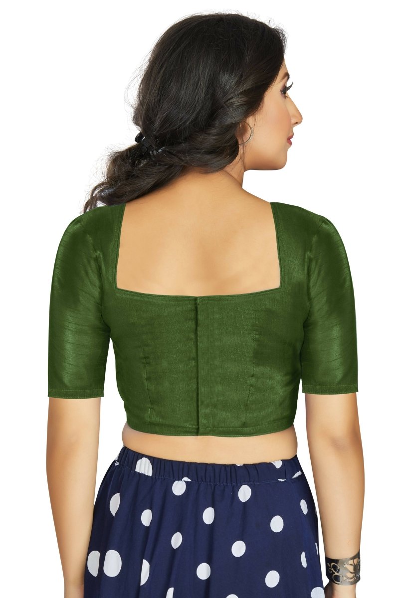Aastha Fashion Women's Mehendi Art Silk Designer Traditional Readymade Blouse | Grocsy