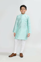 Joban Fashion Cotton Silk Pastel Green Kurta With Straight Fit Pant | Grocsy