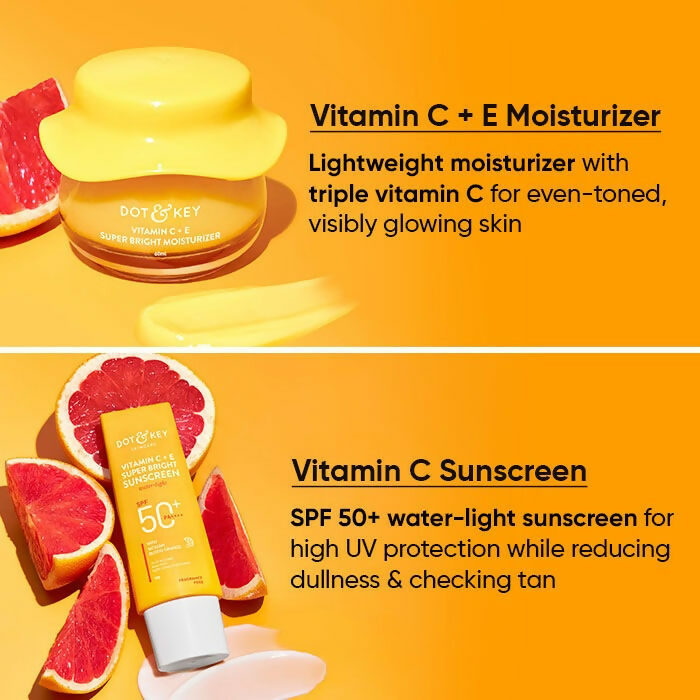 Dot & Key Vitamin C + E CSMS (Cleanser, Serum, Moisturizer, Sunscreen) Routine Combo | Grocsy