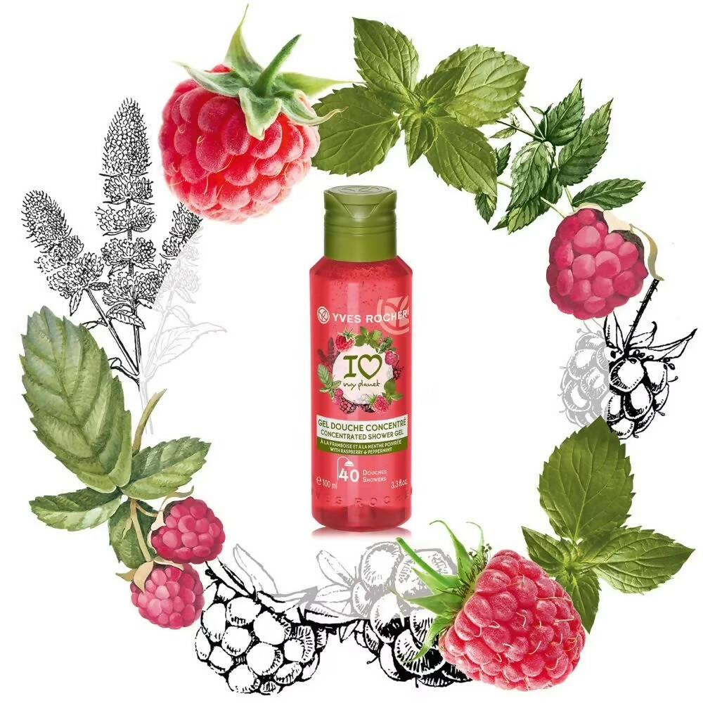 Yves Rocher Concentrated Shower Gel - Raspberry & Peppermint | Grocsy
