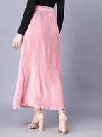 Myshka Chiffon Solid Pink Women Skirt | Grocsy