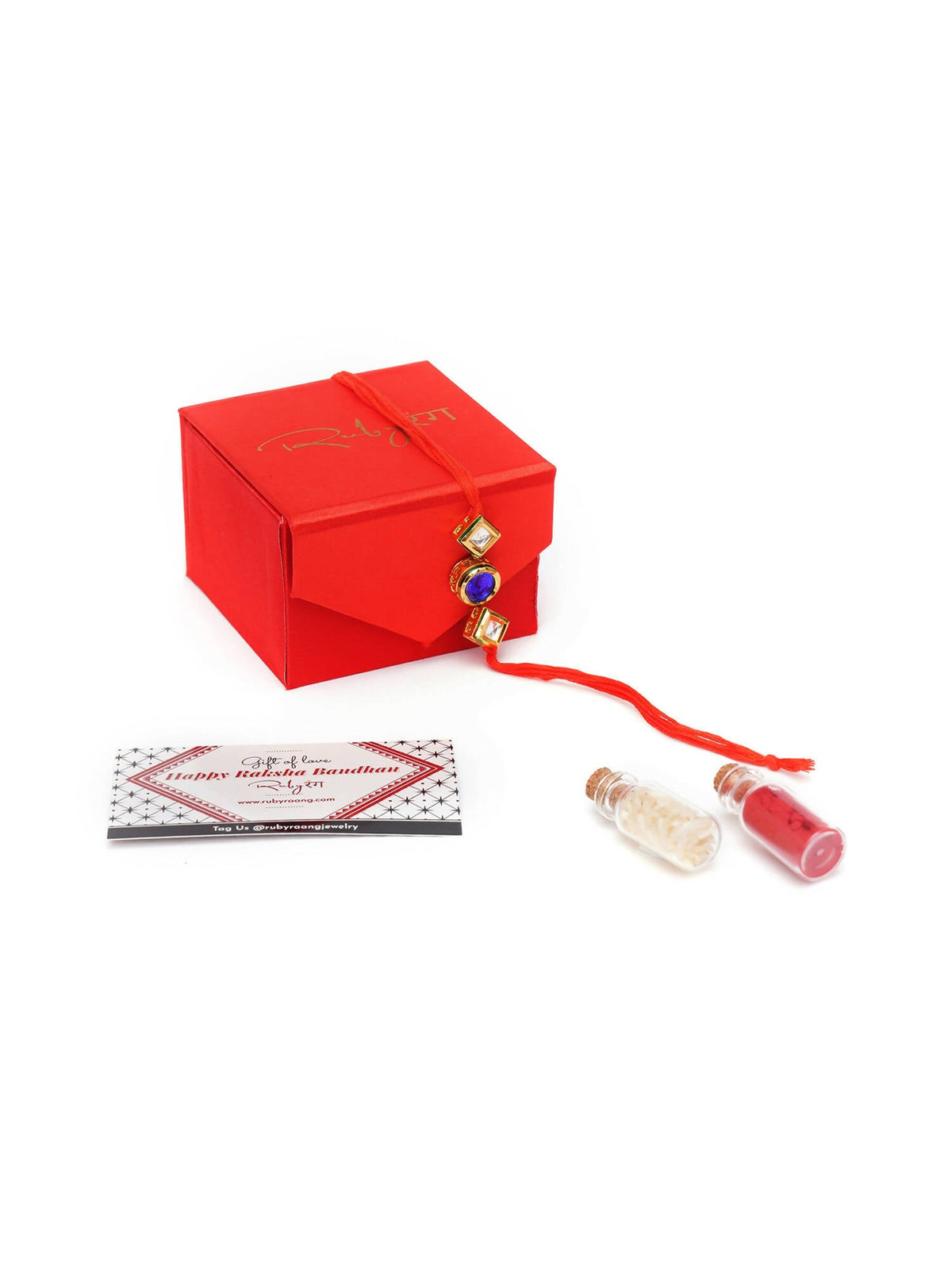 Designer kundan Rakhi - Ruby Raang | Grocsy