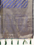 Lorenvalley Fashion Purple Soft Silk Woven Design with Zari Weaving Leheriya Design Saree | Grocsy