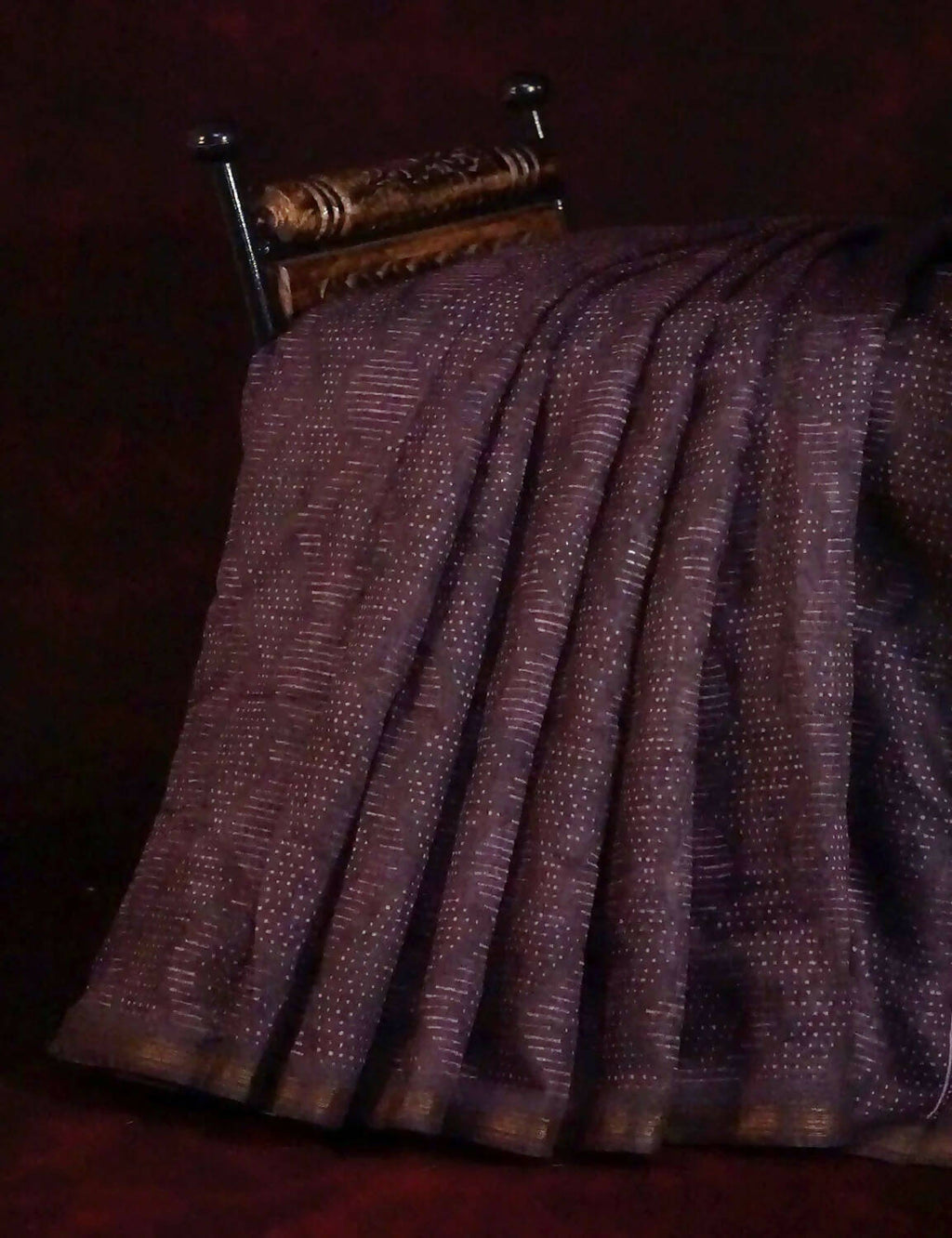 Dark Wine Geometrical Design Semi Chanderi Saree By Gayathri Reddy Designer Studio | Grocsy