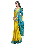 Mimosa Women's Yellow Mysore Silk Crepe Saree With Blouse | Grocsy
