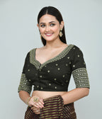 Joban Fashion Women's Dark Green Embroidered Stitched Blouse | Grocsy