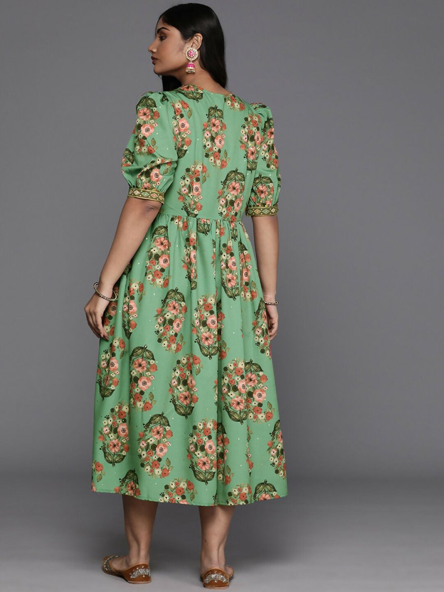 Ahalyaa Women's Traditional wear Ethnic Dress - Green | Grocsy