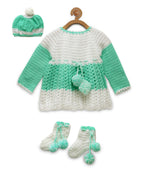 ChutPut Hand knitted Crochet Baby Wool Dress For Baby Girls - Green | Grocsy