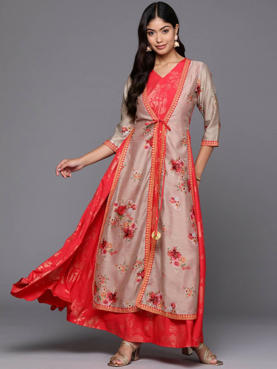Ahalyaa Women's Traditional wear Ethnic Dress - Red | Grocsy