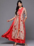Ahalyaa Women's Traditional wear Ethnic Dress - Red | Grocsy