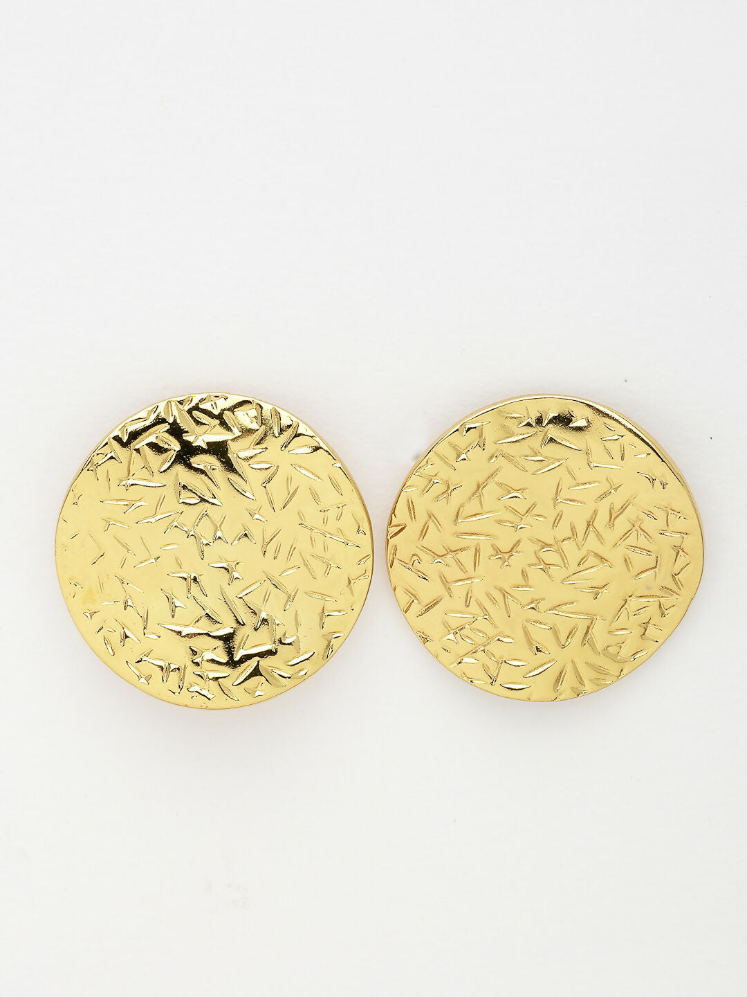 NVR Women's Gold-Polished Circular Shape Studs Earring | Grocsy